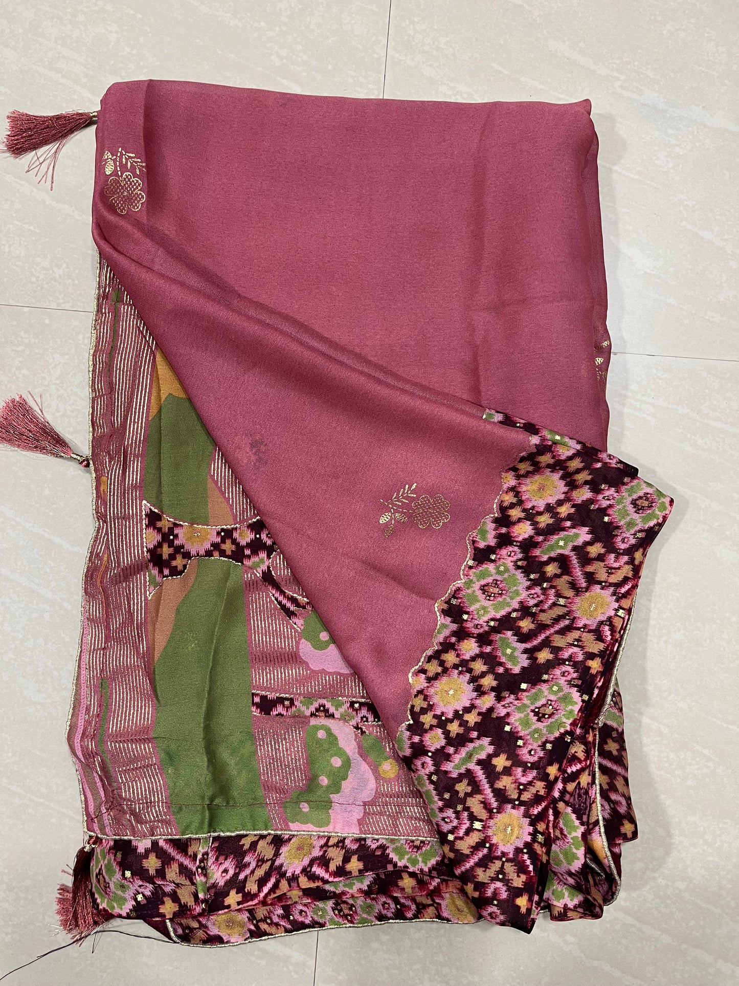 Glass Georgette saree with Patola deign blouse