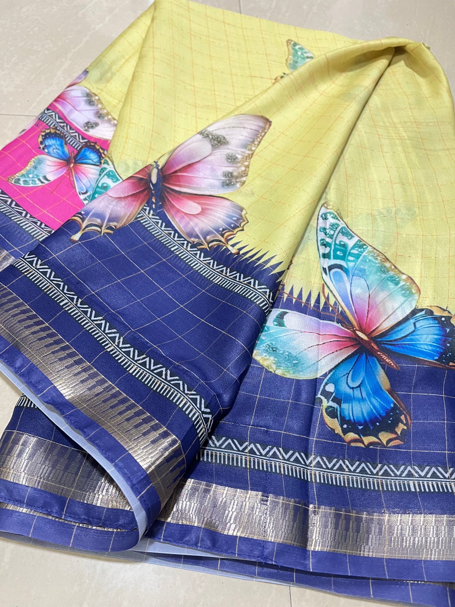 #coria georgette saree #yellowcolour