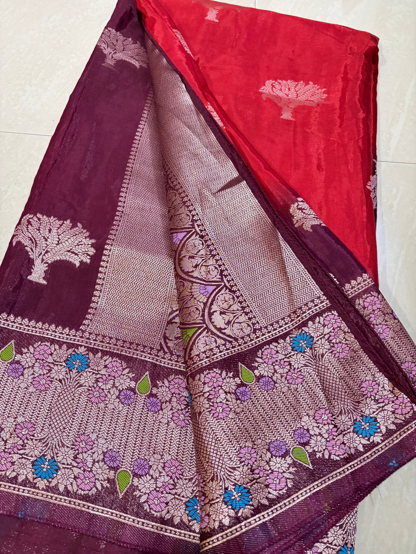 #banarasmushroosilksaree #maggamblouse #patternblouse