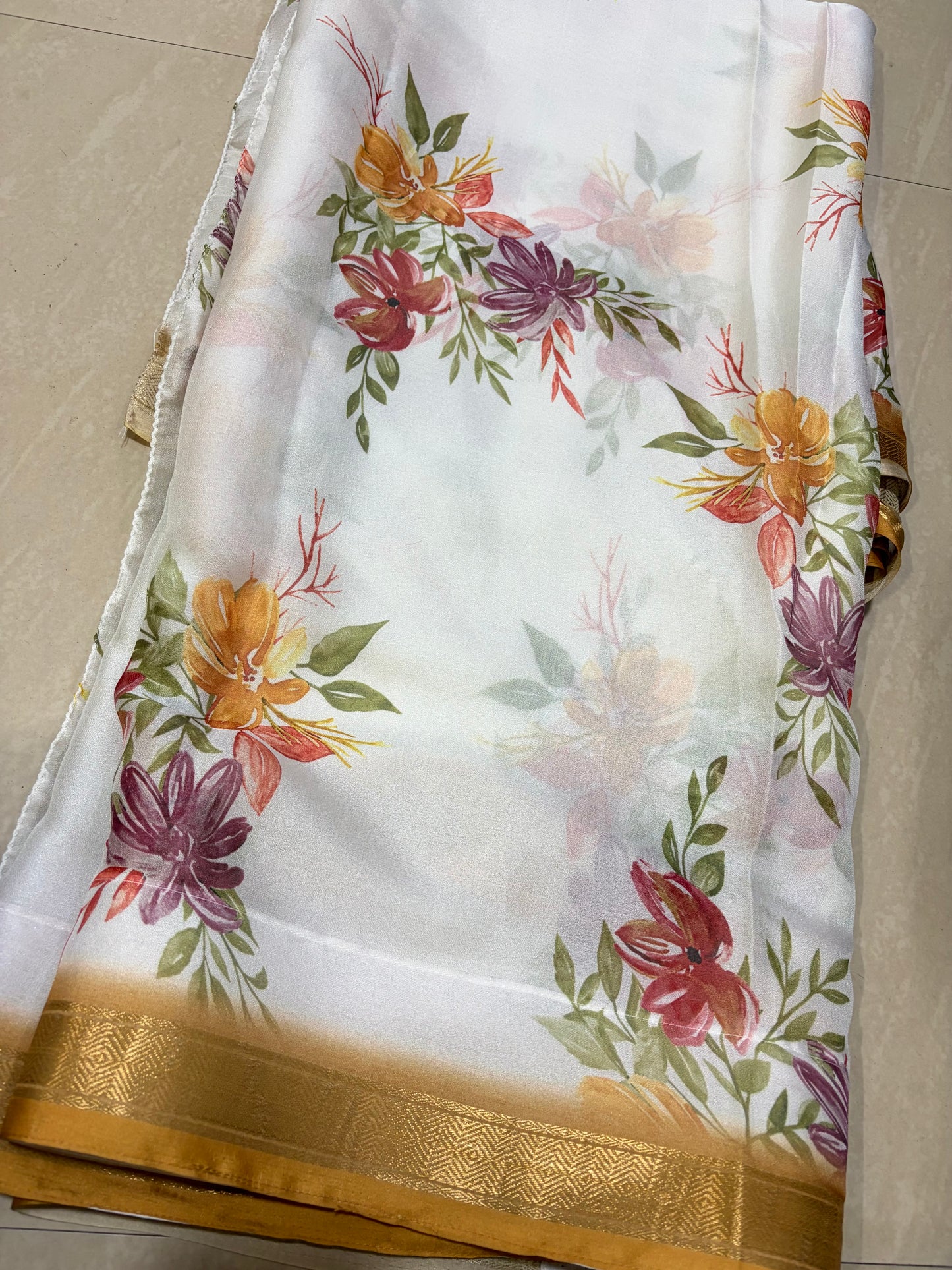 #glassgeorgettesaree #patternblouse with 3/4th hands