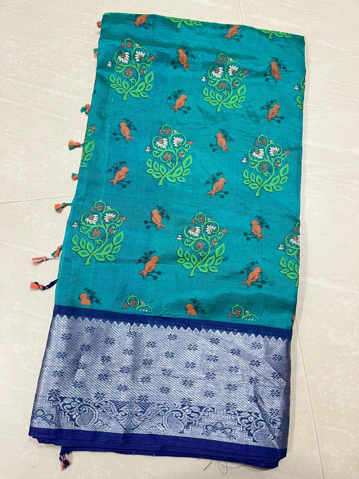 Mangalagiri sari with painting- semi pattu- ready to wear saree
