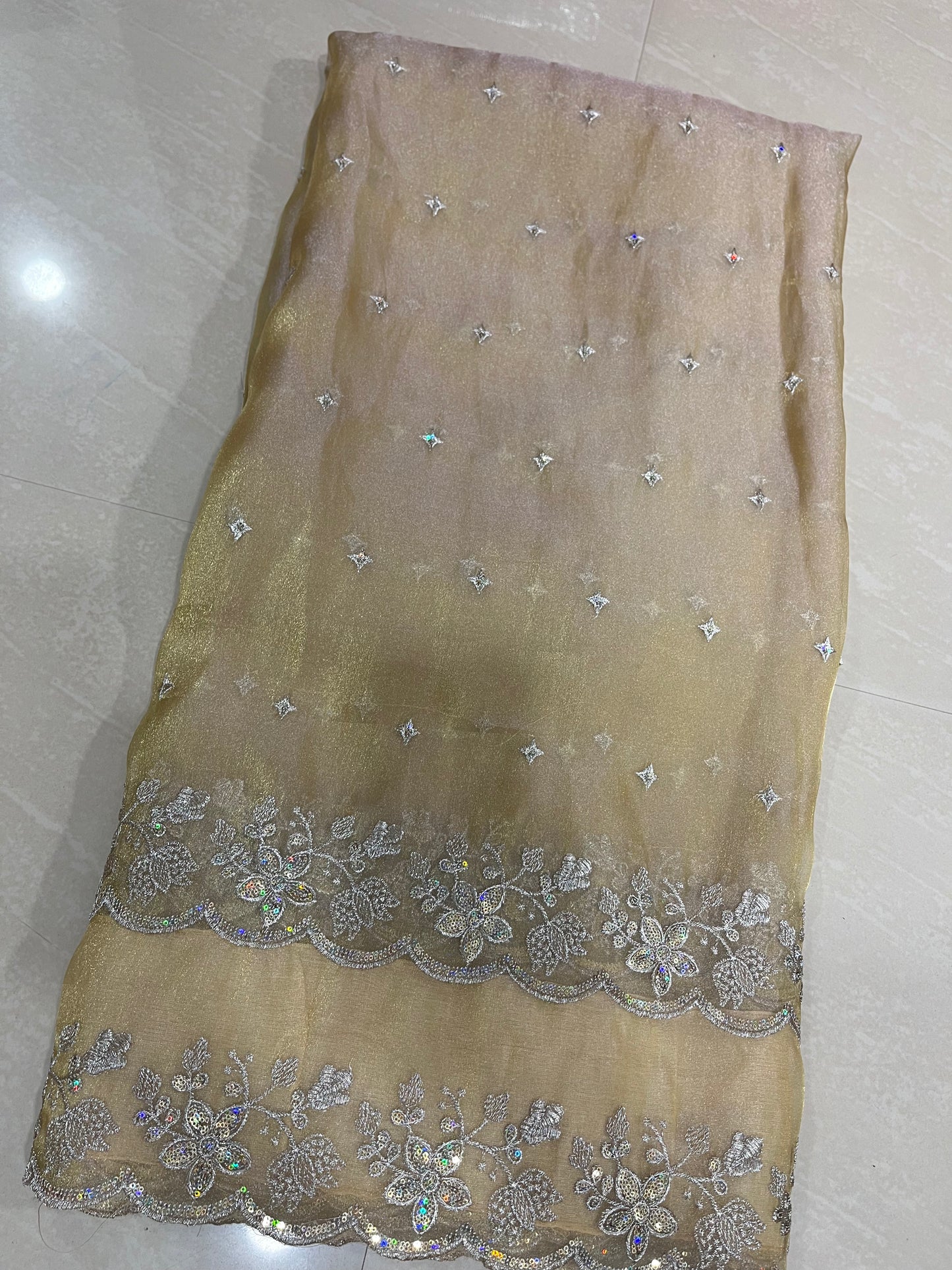 Tissue organza sari- tissue saree- ready to wear saree