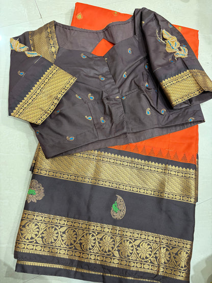#gadwalsaree #pattusaree #patternblousewith maggam