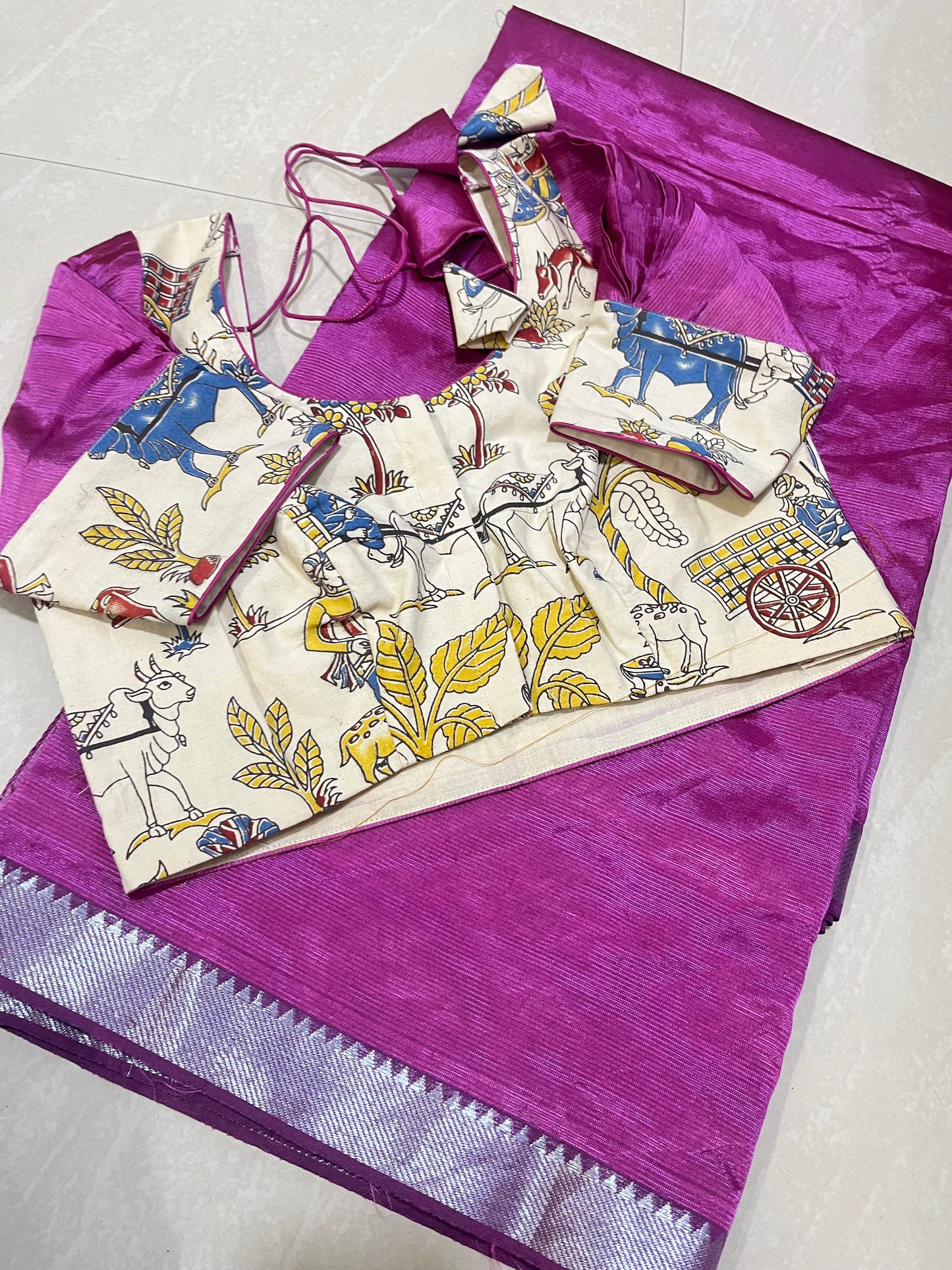 #mangalgirisaree #kalamkariblouse