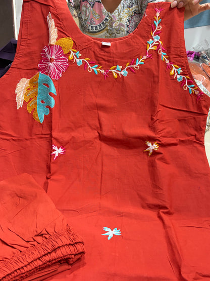 #Et1005 #cottondress with embroidery work