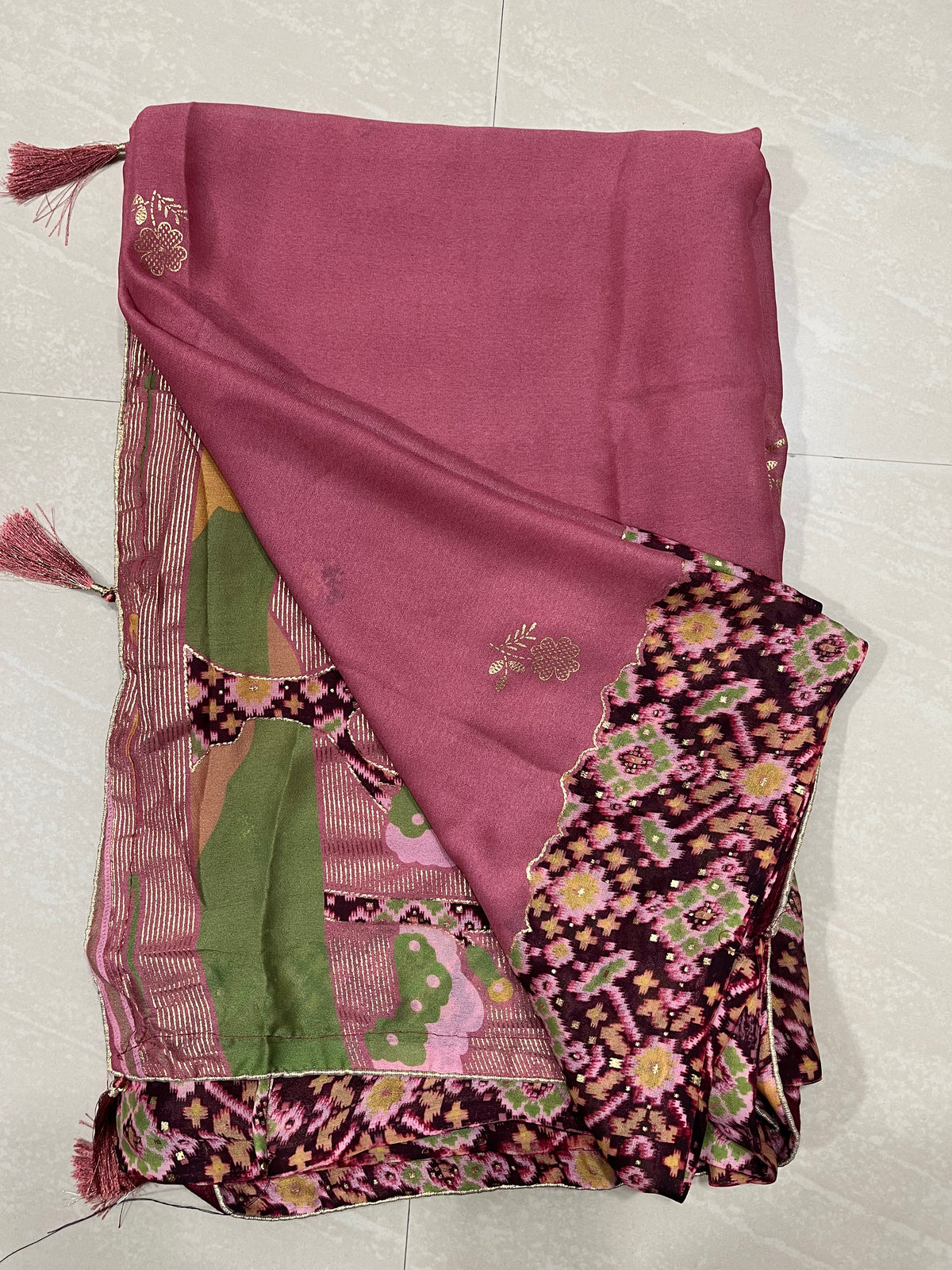 Glass Georgette saree with Patola deign blouse