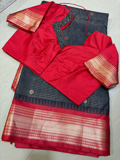 #gadwalsaree #blouse with maggam work