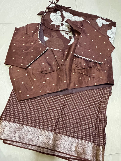 #purechinnonsaree #withblousepattern #saree with embroidery work