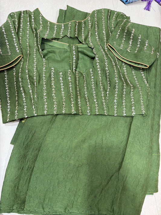 Chinnon plan saree with work blouse