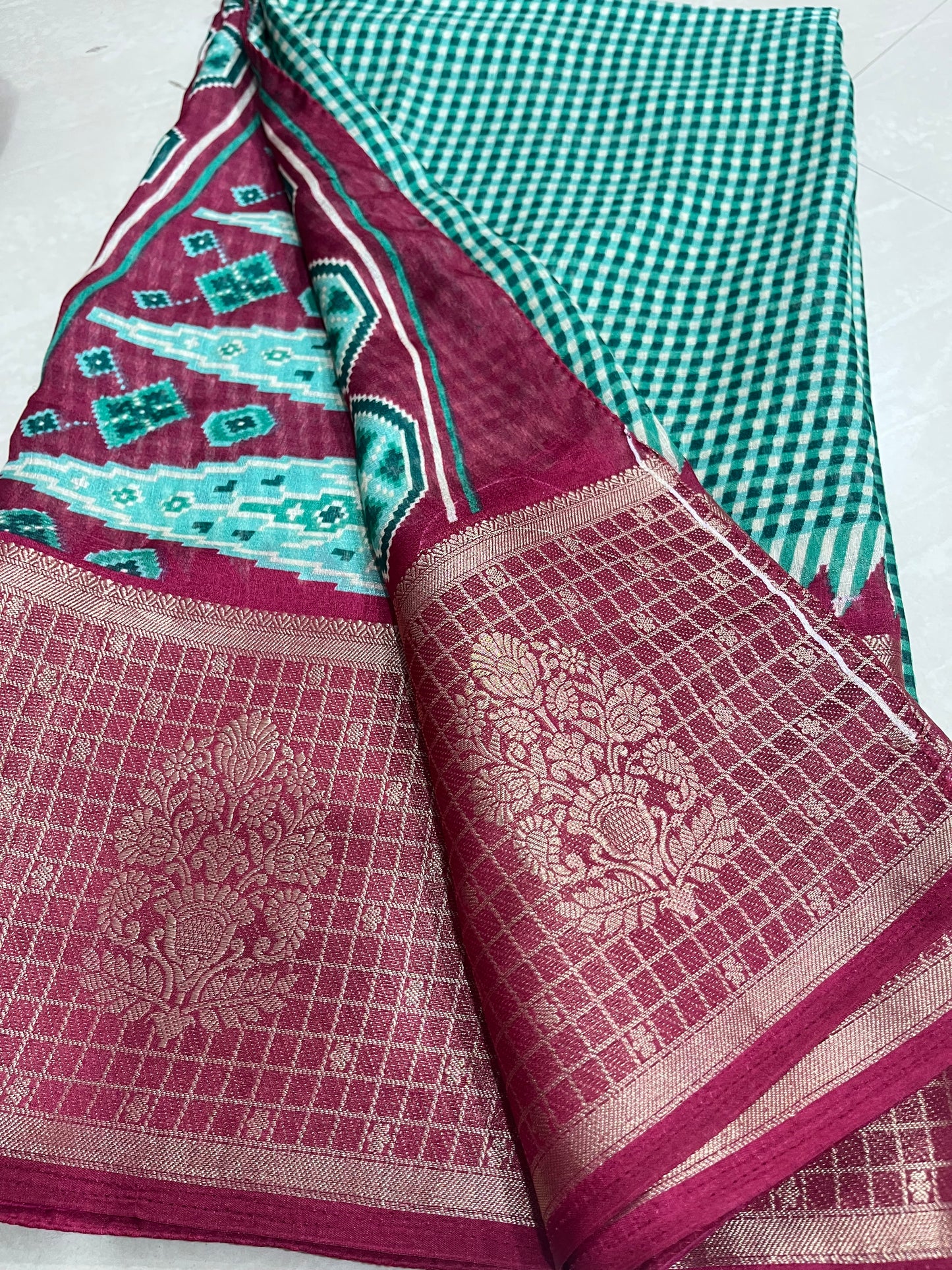 #jutesilksaree #softfabric #patternblouse #normal stitching