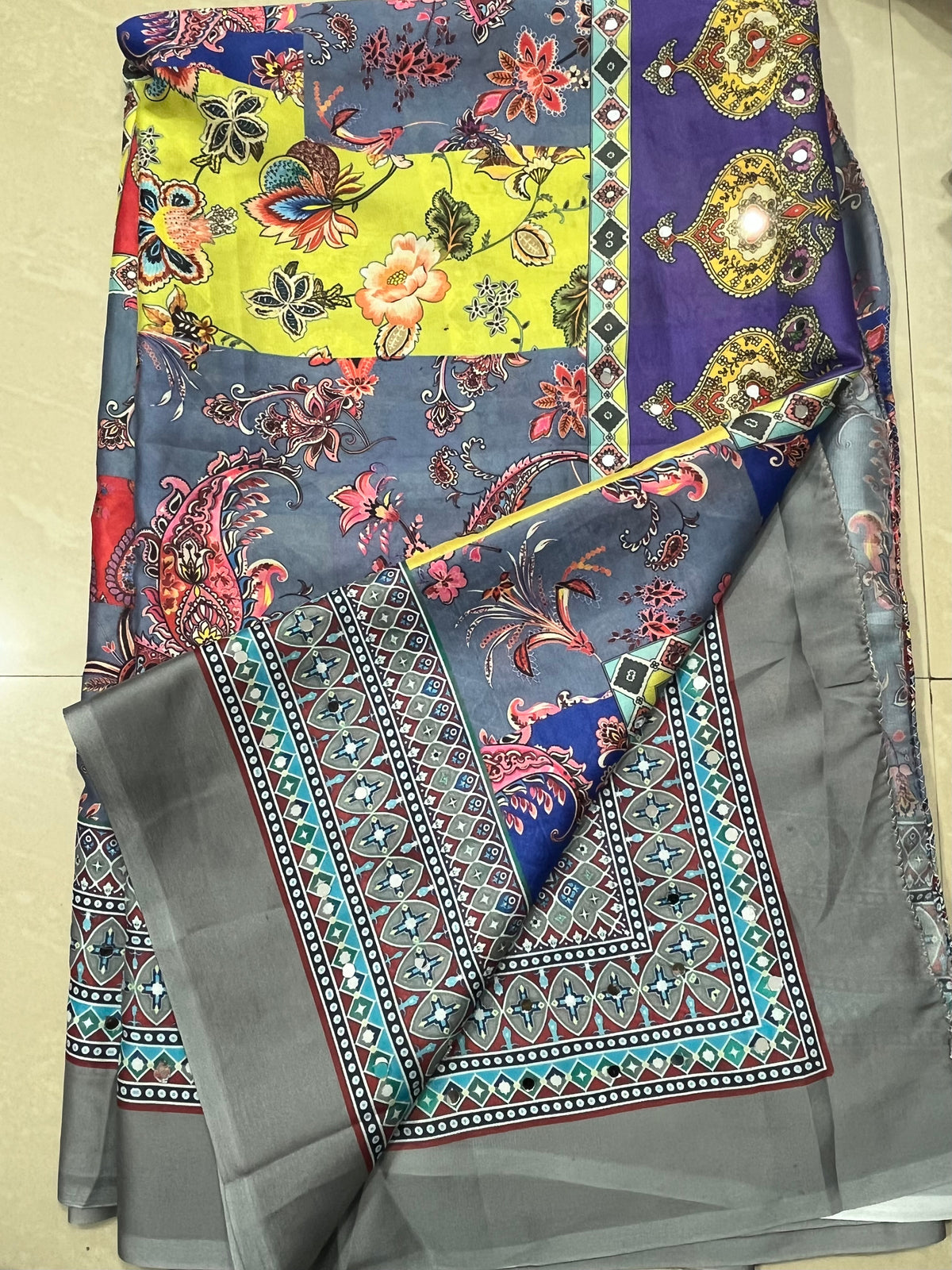 Crape saree with designerblouse