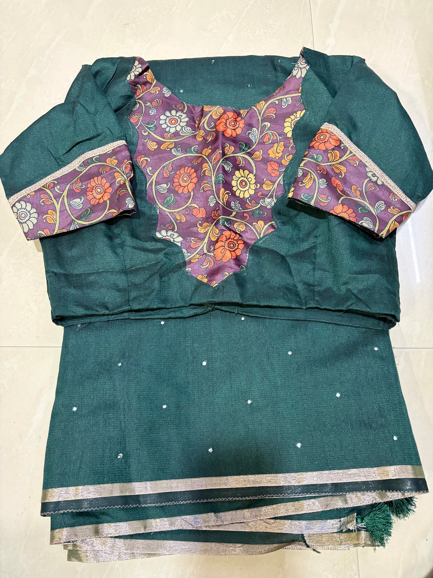 Kottasare mirror all over saree with kalamkari pallu # designerblouse