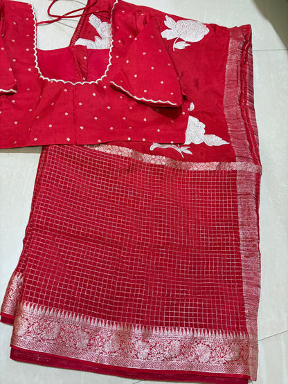 #purechinnonsaree #saree with embroidery work #blousepattern