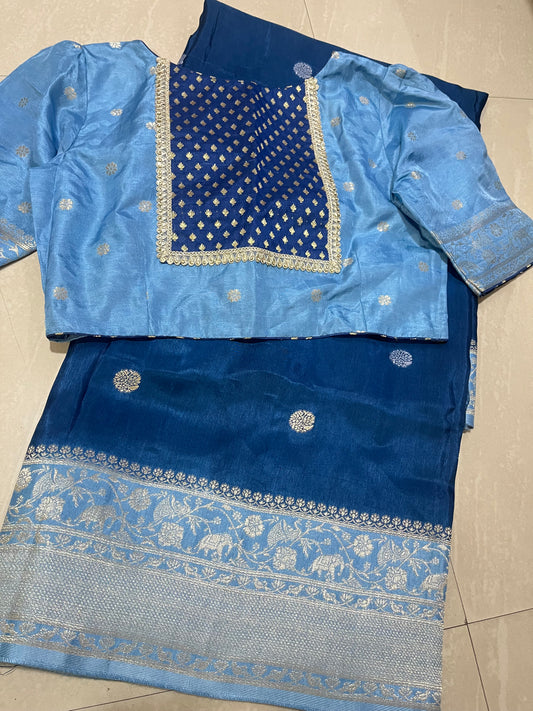 #banarasimushroosaree #patternblouse