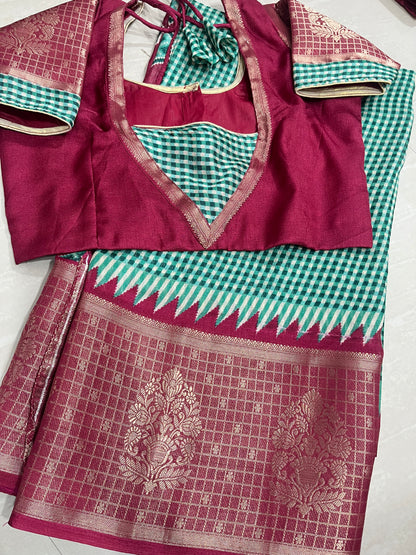 #jutesilksaree #softfabric #patternblouse #normal stitching