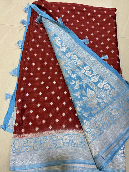 #banarasgeorgettesaree #patternblouse