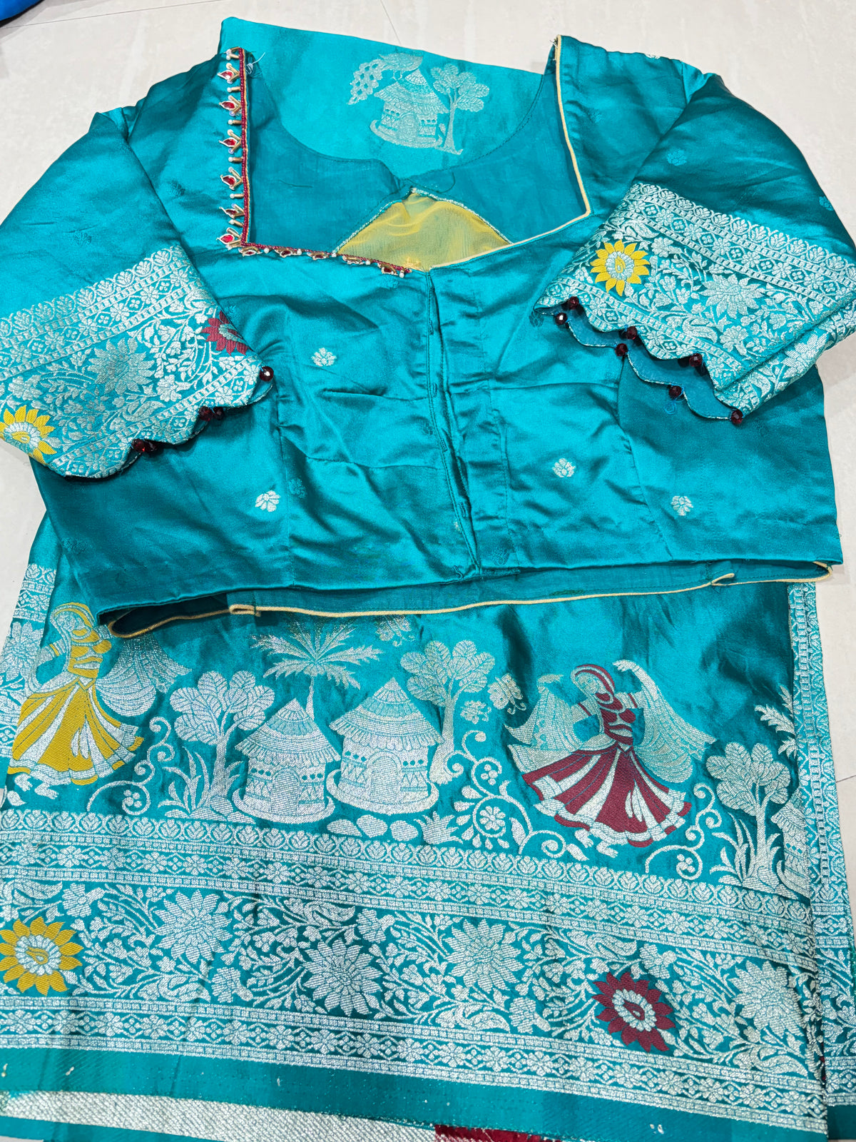 #banaras saree #mushroosilksaree #patternworkblouse