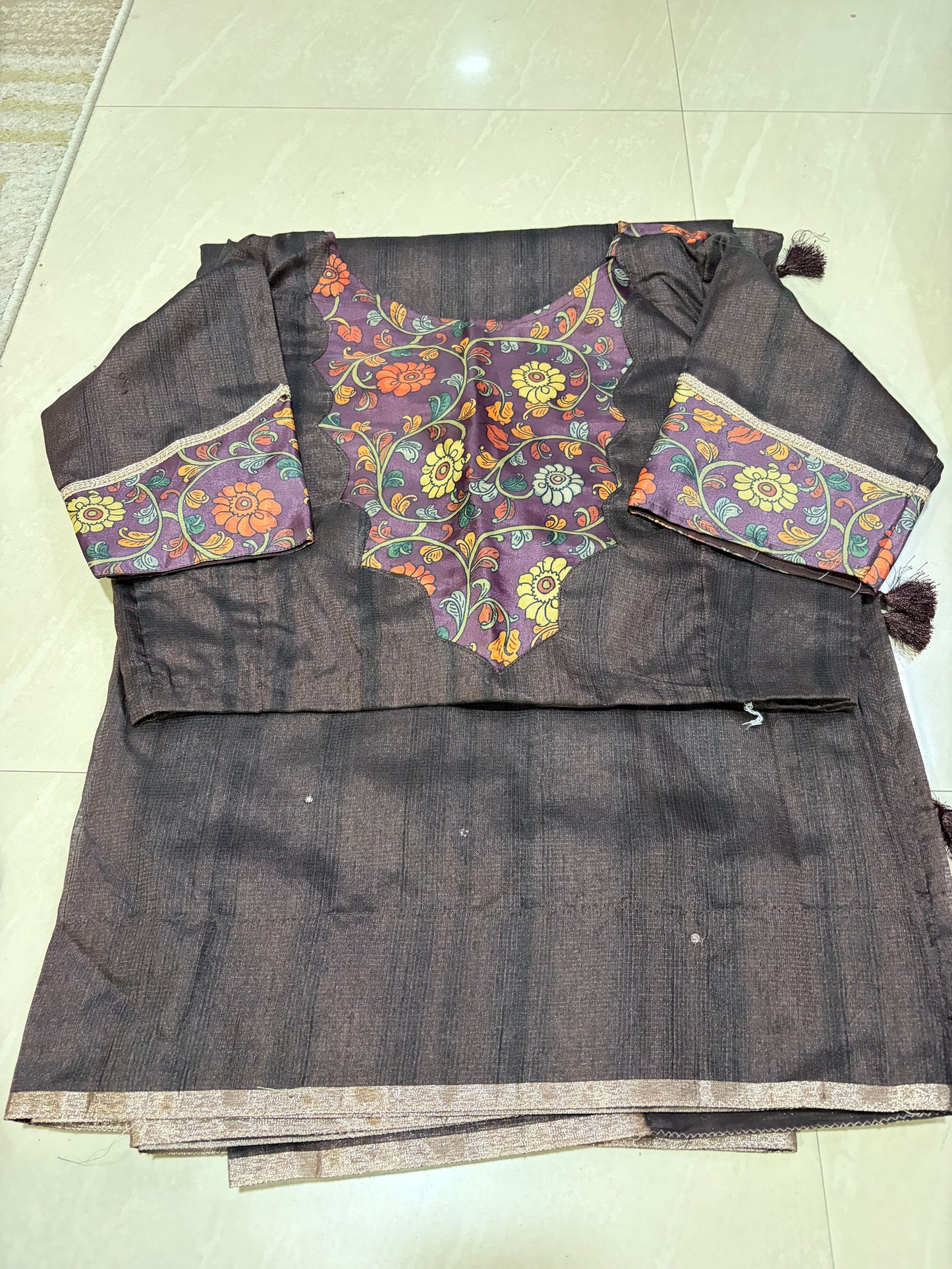 Kotasare mirror all over saree with kalamkari pallu #designerblouse