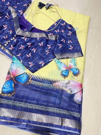 #coria georgette saree #yellowcolour