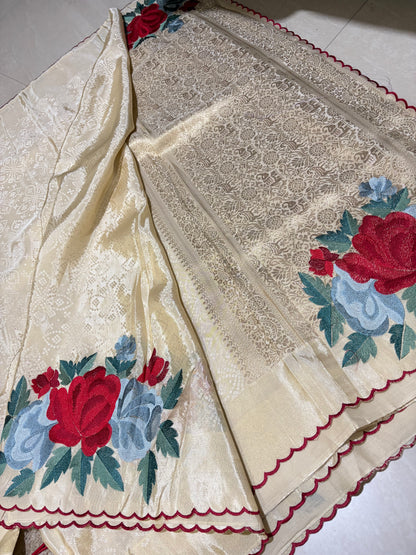 #designersaree #puretissuesaree #embroidary work