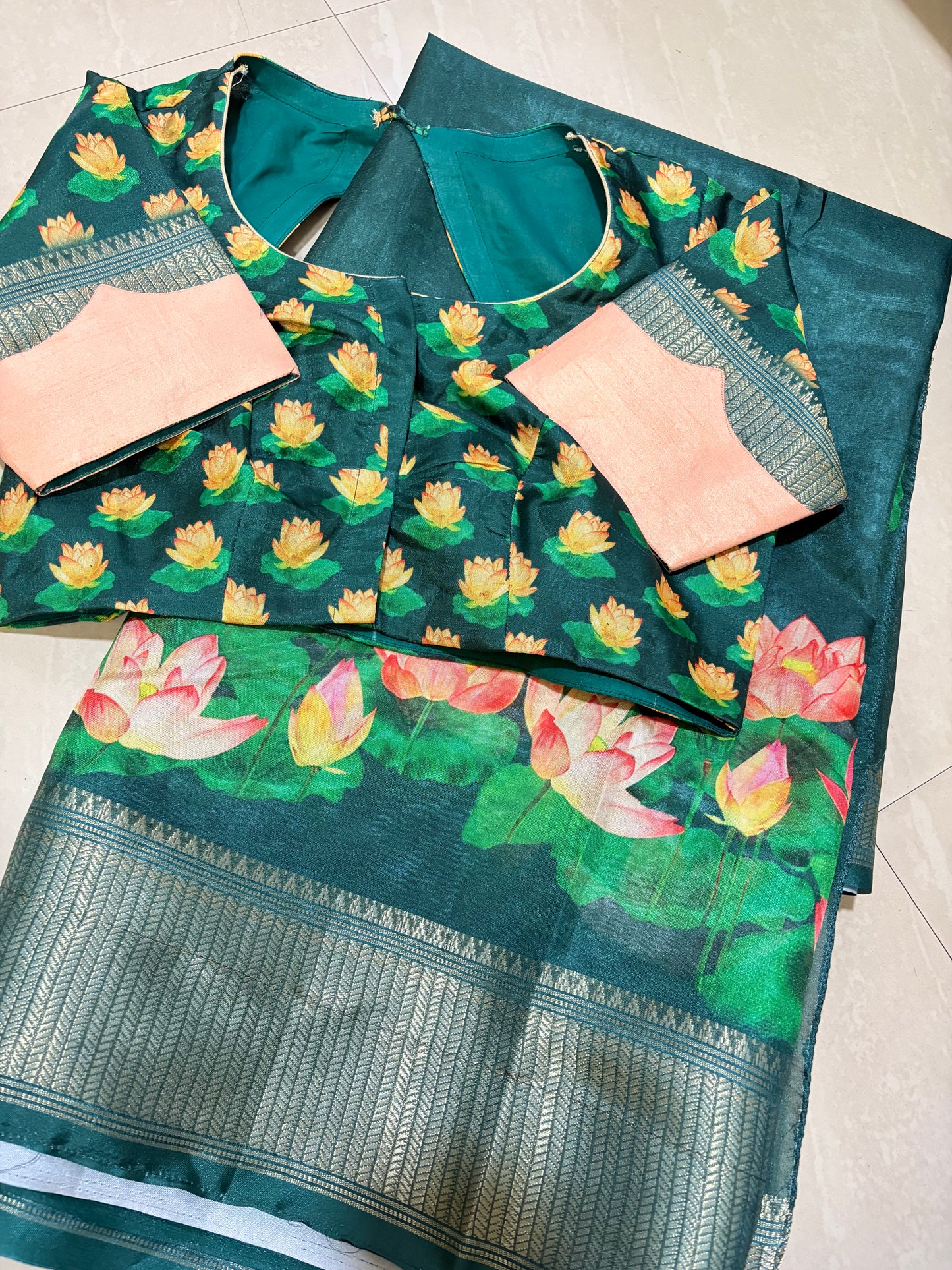 #Mangalgiri design #fancysaree #withpatternblouse