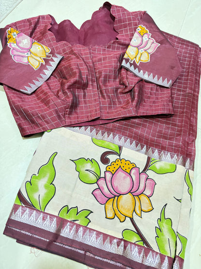 #magalgirisaree #kalamkaridesign #patternblouse