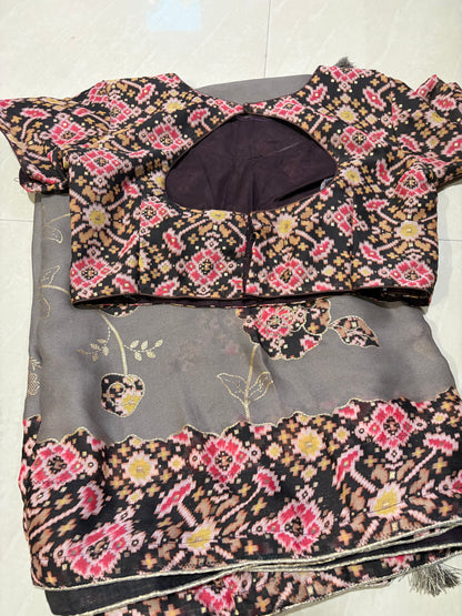 Georgette saree #patternblouse