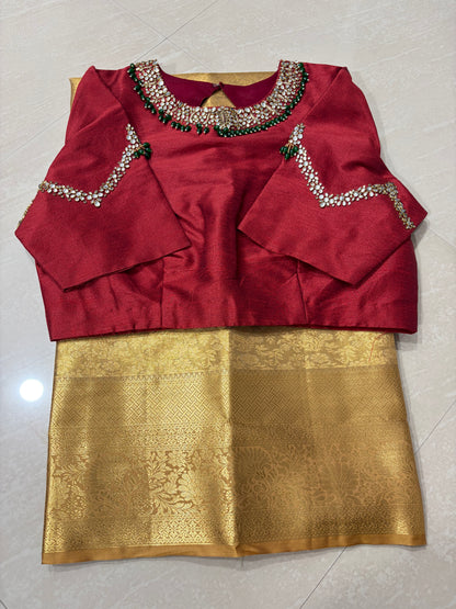 #kanchipattu saree #maggamblouse #rawsilkblouse
