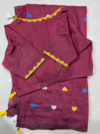 Lenin silk saree with different pattern