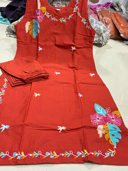 #Et1005 #cottondress with embroidery work