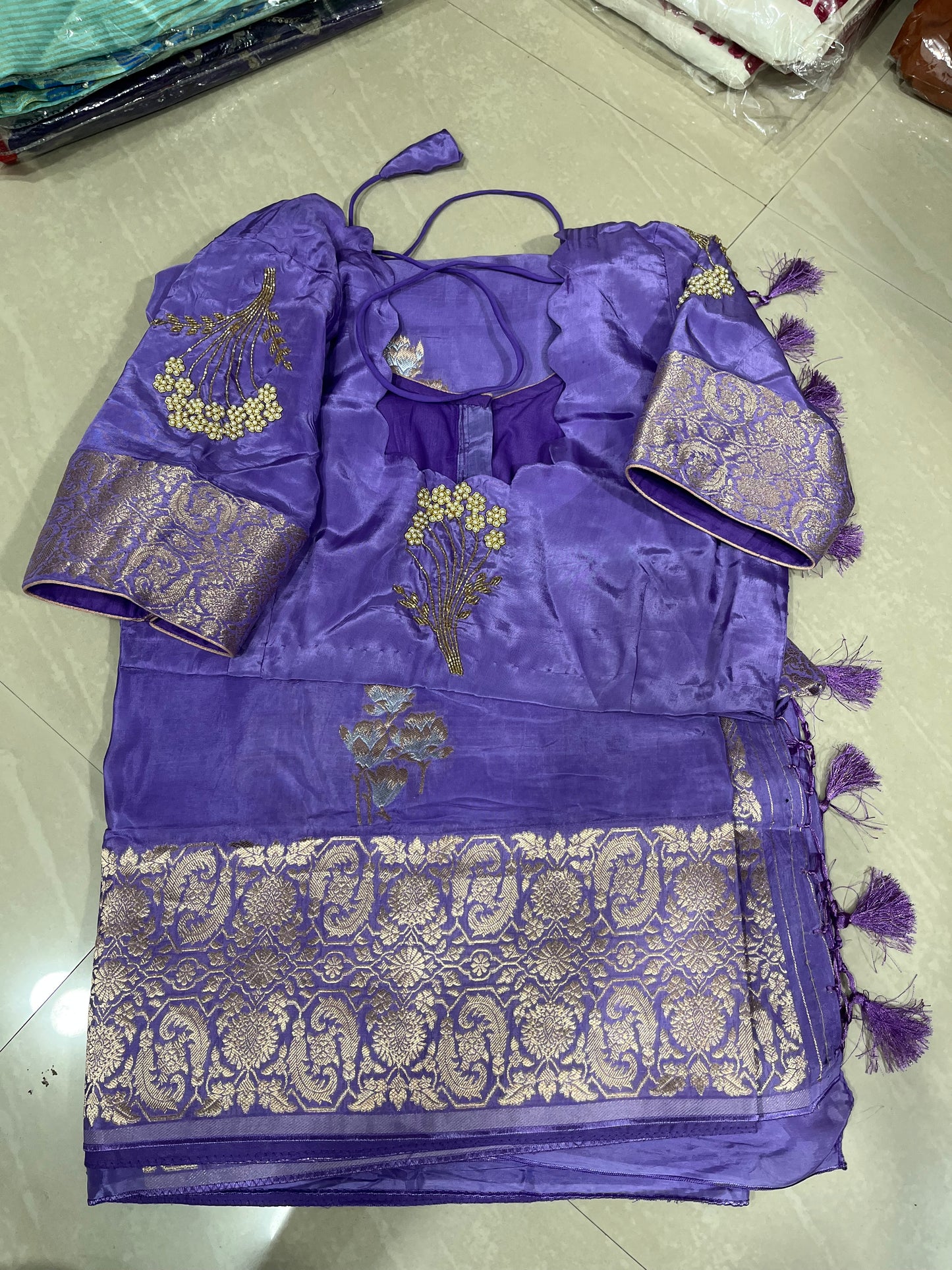 #mushroosilksaree #patternblouse #maggamwith unique design