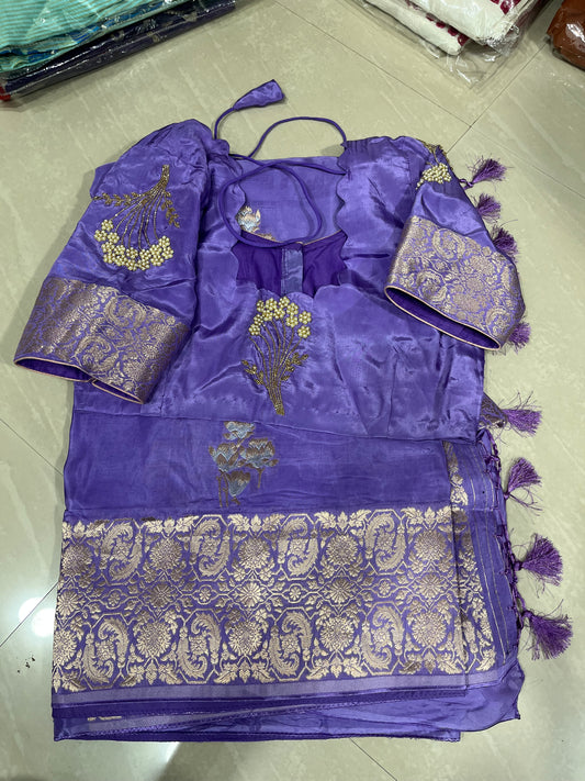 #mushroosilksaree #patternblouse #maggamwith unique design