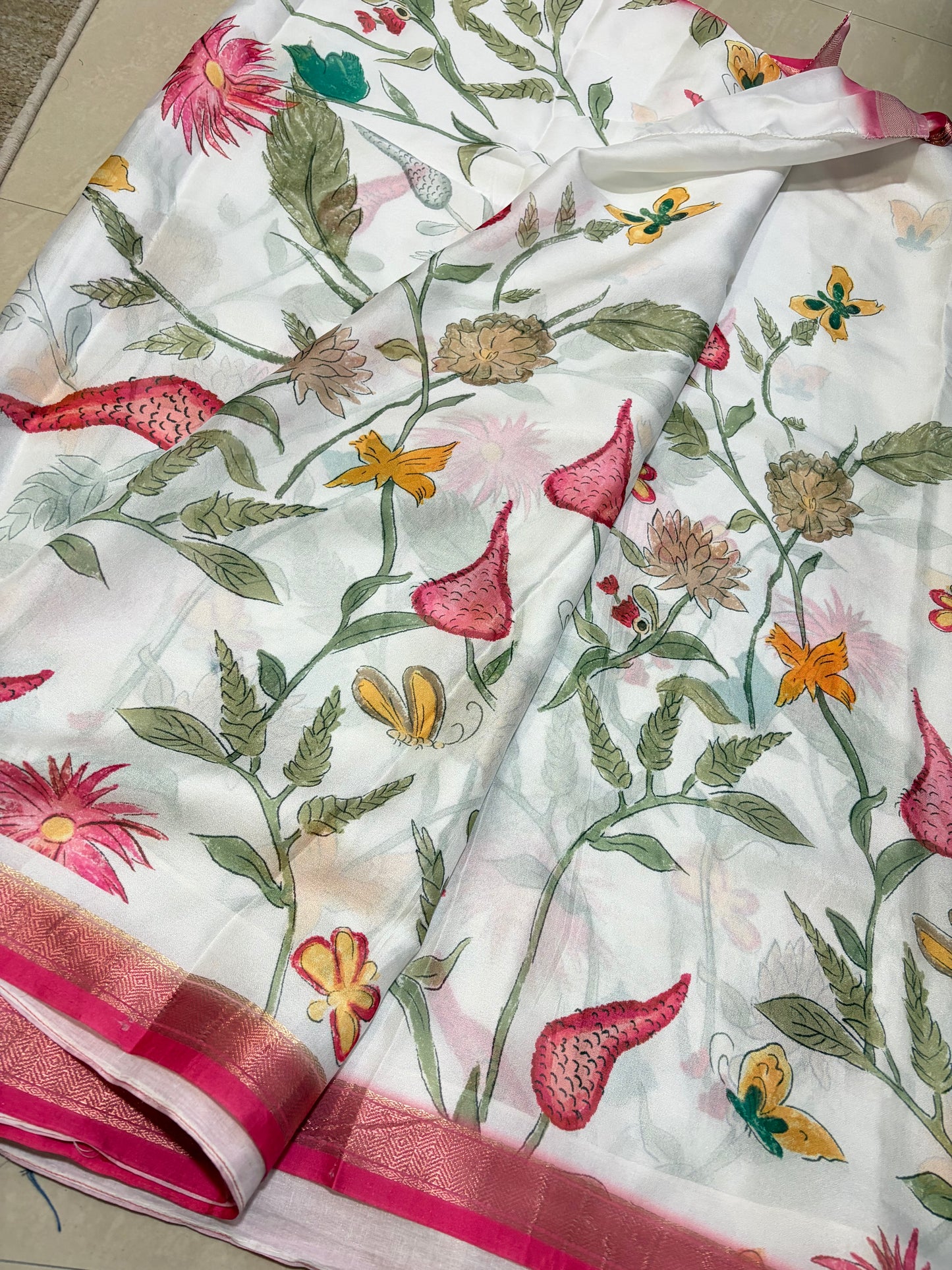 #glassgeorgettesaree #3/4th hands patternblouse