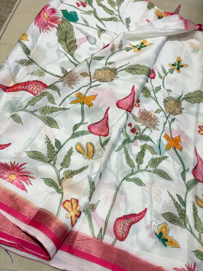 #glassgeorgettesaree #3/4th hands patternblouse