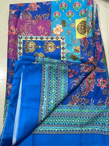 #crape saree with blouse pattern blouse