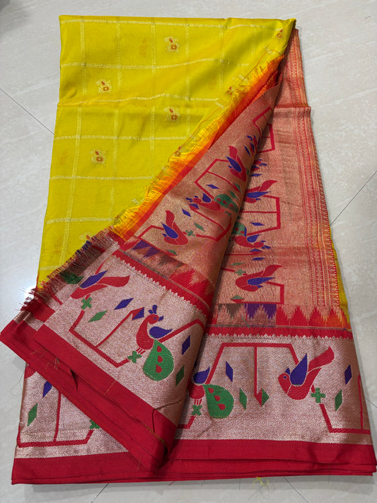 # Narayanapet pattu saree# lime yellow