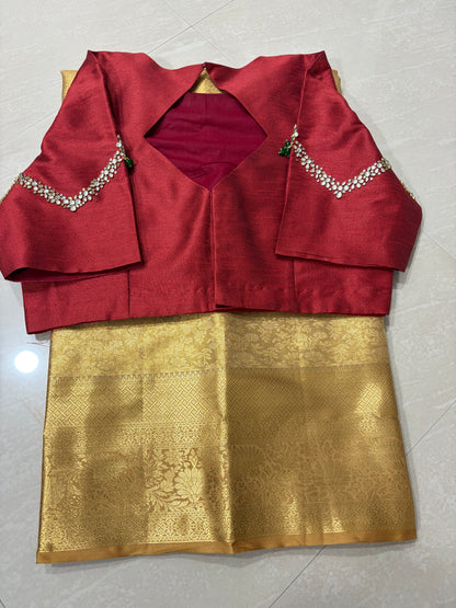 #kanchipattu saree #maggamblouse #rawsilkblouse