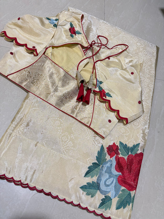 #designersaree #puretissuesaree #embroidary work