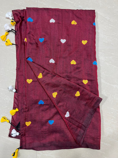Lenin silk saree with different pattern