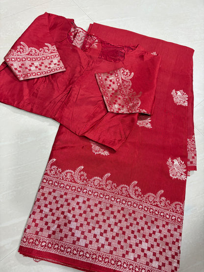 #mushroosilk banarasisaree #redcolour