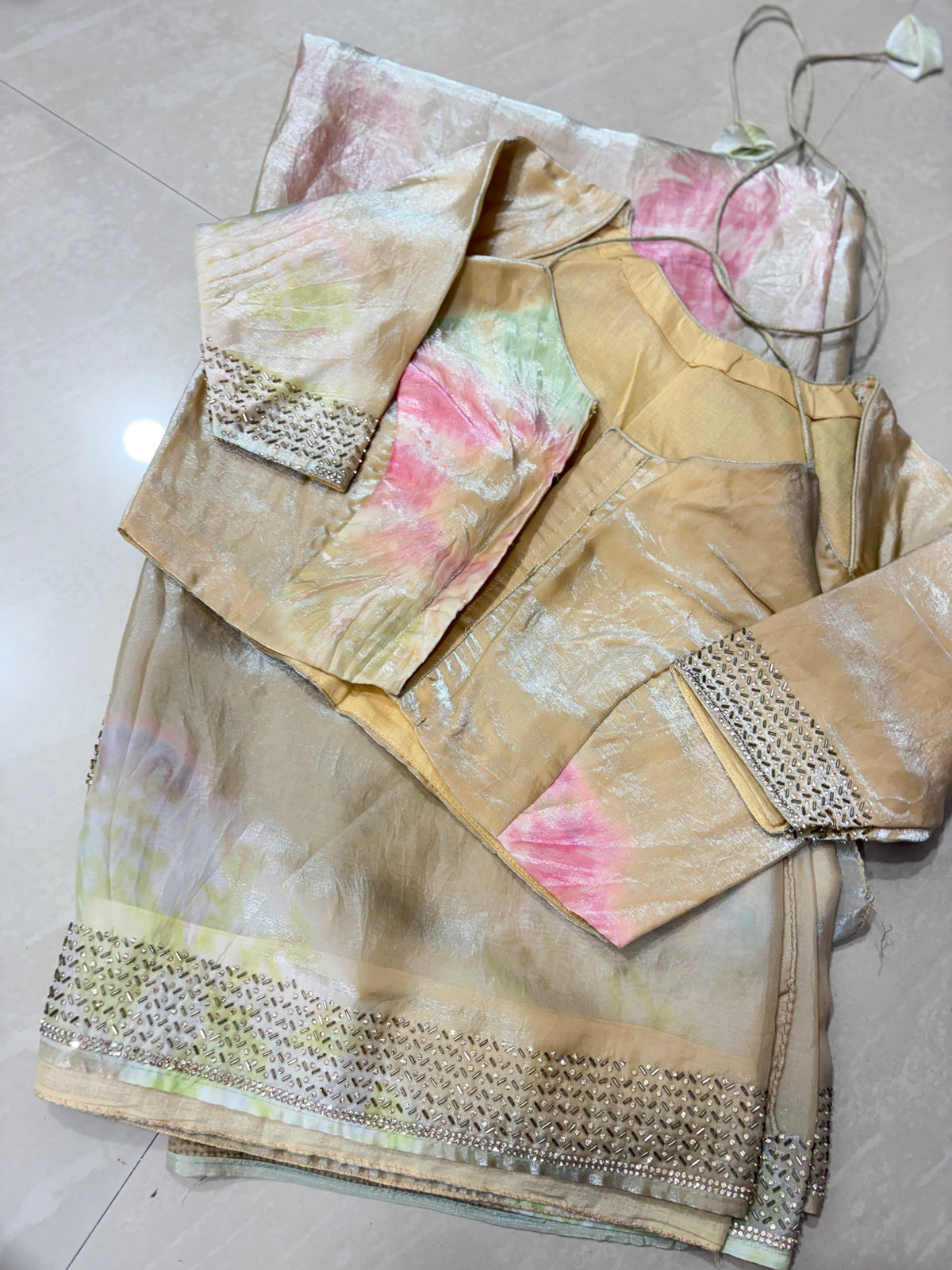 #candyfabric #partywearsaree #blousewithpattern