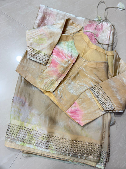 #candyfabric #partywearsaree #blousewithpattern