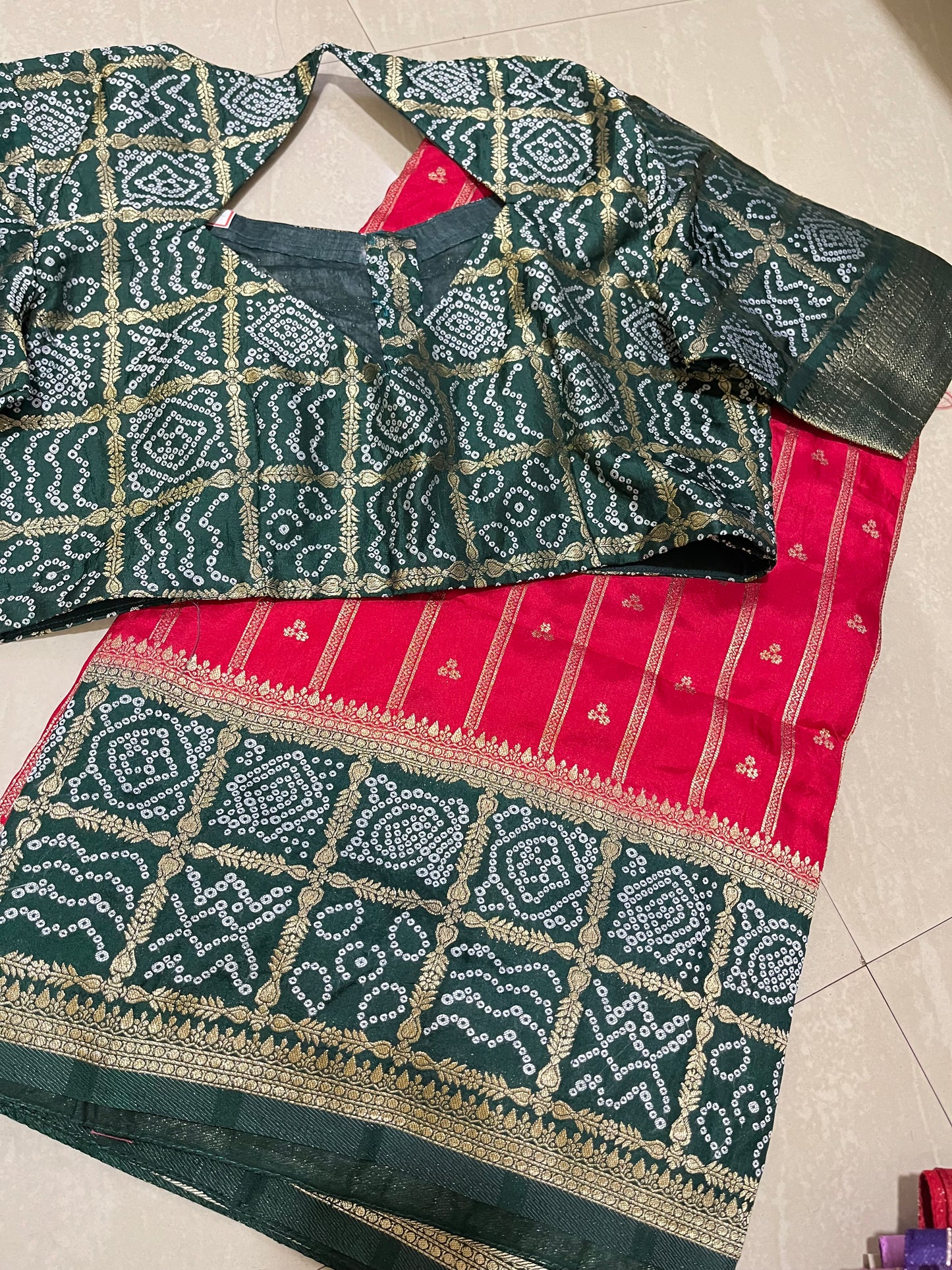 #bandini saree #redcolour #patternblouse