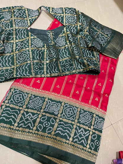 #bandini saree #redcolour #patternblouse