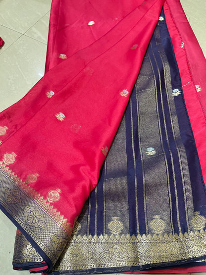 #mysoresilksaree #red withblue
