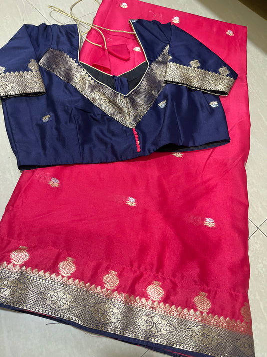 #mysoresilksaree #red withblue