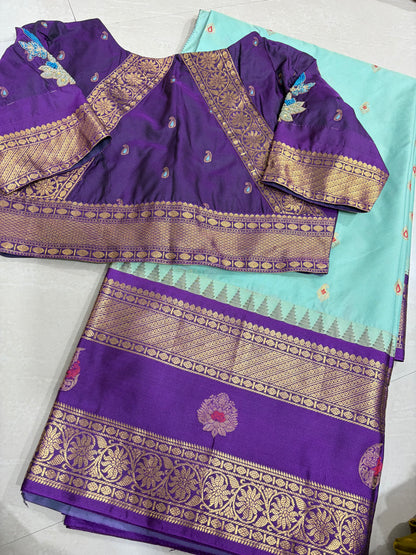 #gadwalsaree #semipattu #blousepattern with maggam