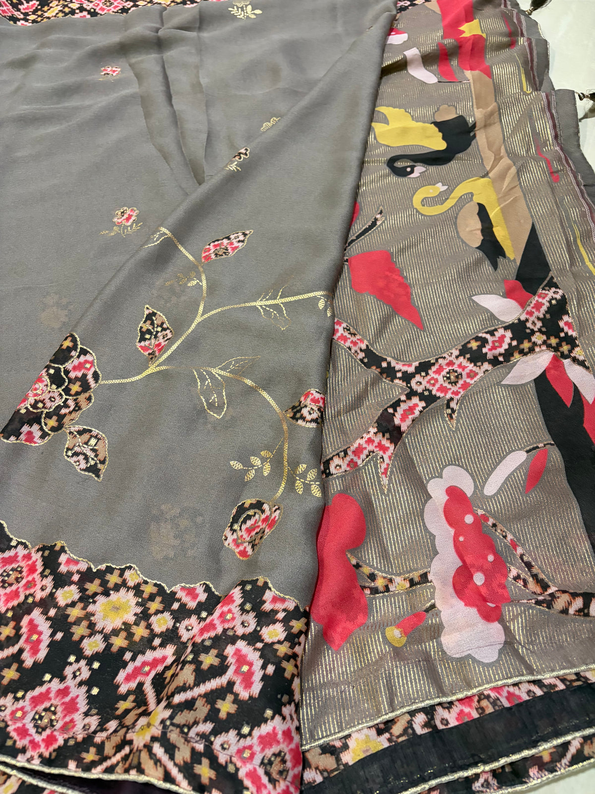 Georgette saree #patternblouse