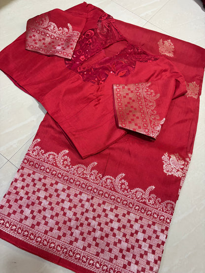 #banarasmushroosilksaree #patternblouse