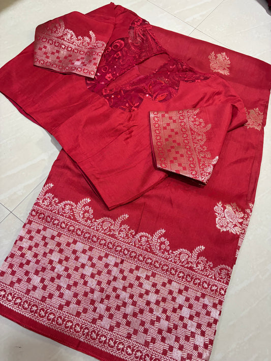 #banarasmushroosilksaree #patternblouse